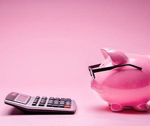 Piggy bank and calculator