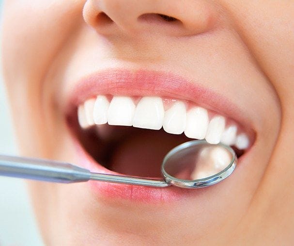 Closeup of smile during dental treatment