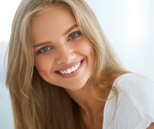 closeup of young woman smiling