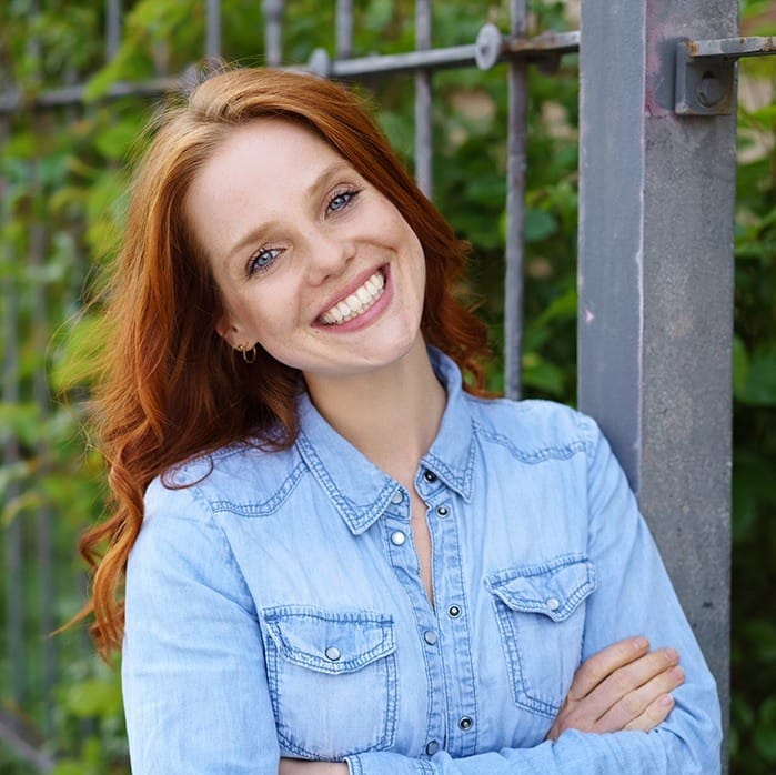 Woman with straight healthy smile