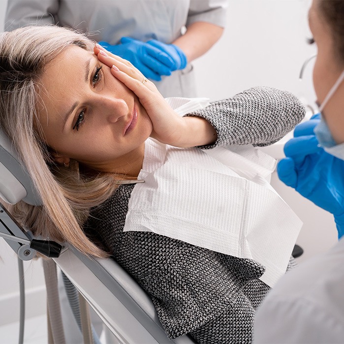 Woman with tooth pain