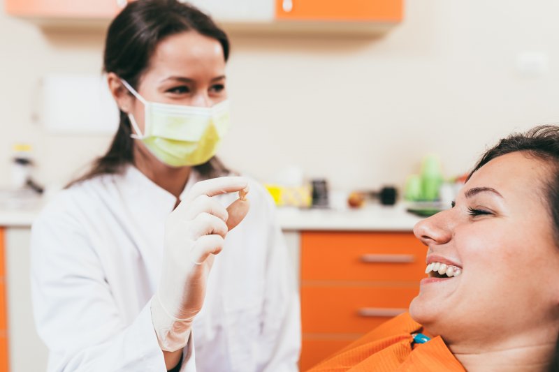 Patient smiling at their dental checkup